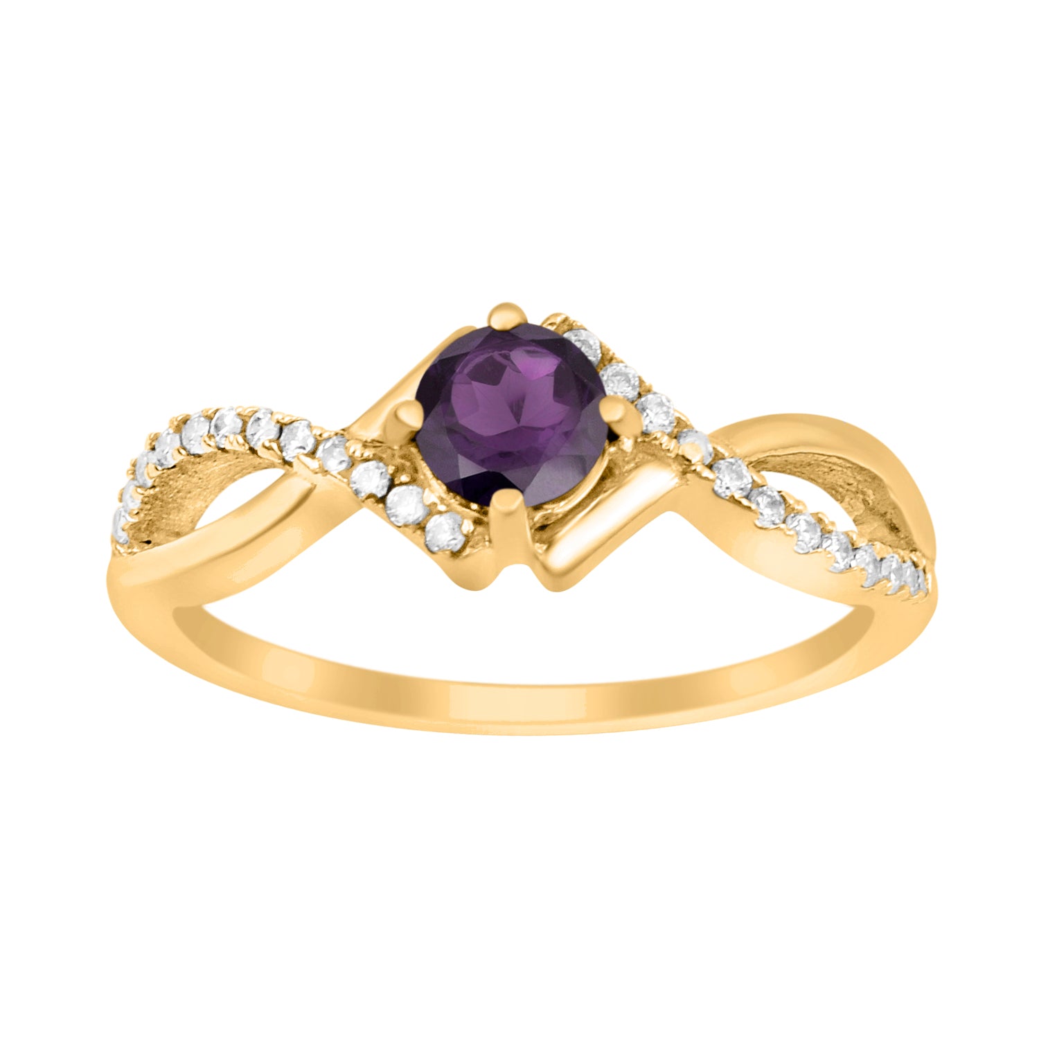 Amethyst Infinity Twist Ring - Sterling Silver