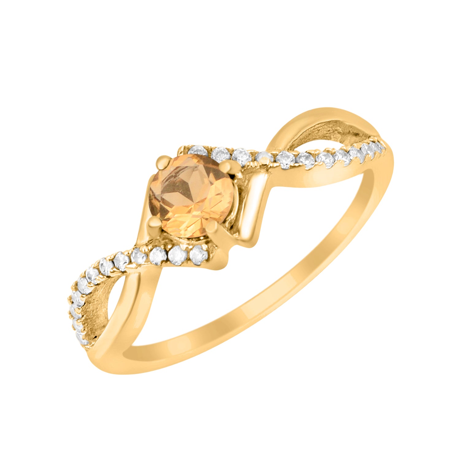 Citrine Infinity Twist Ring - Sterling Silver