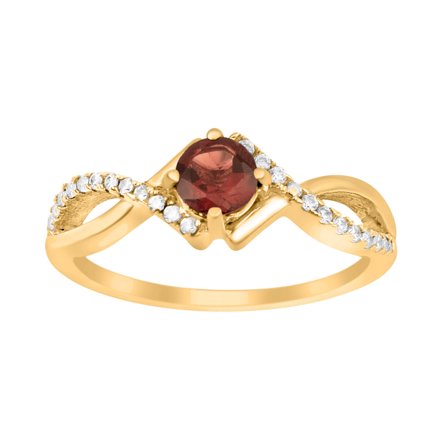 Garnet Infinity Twist Ring - Sterling Silver