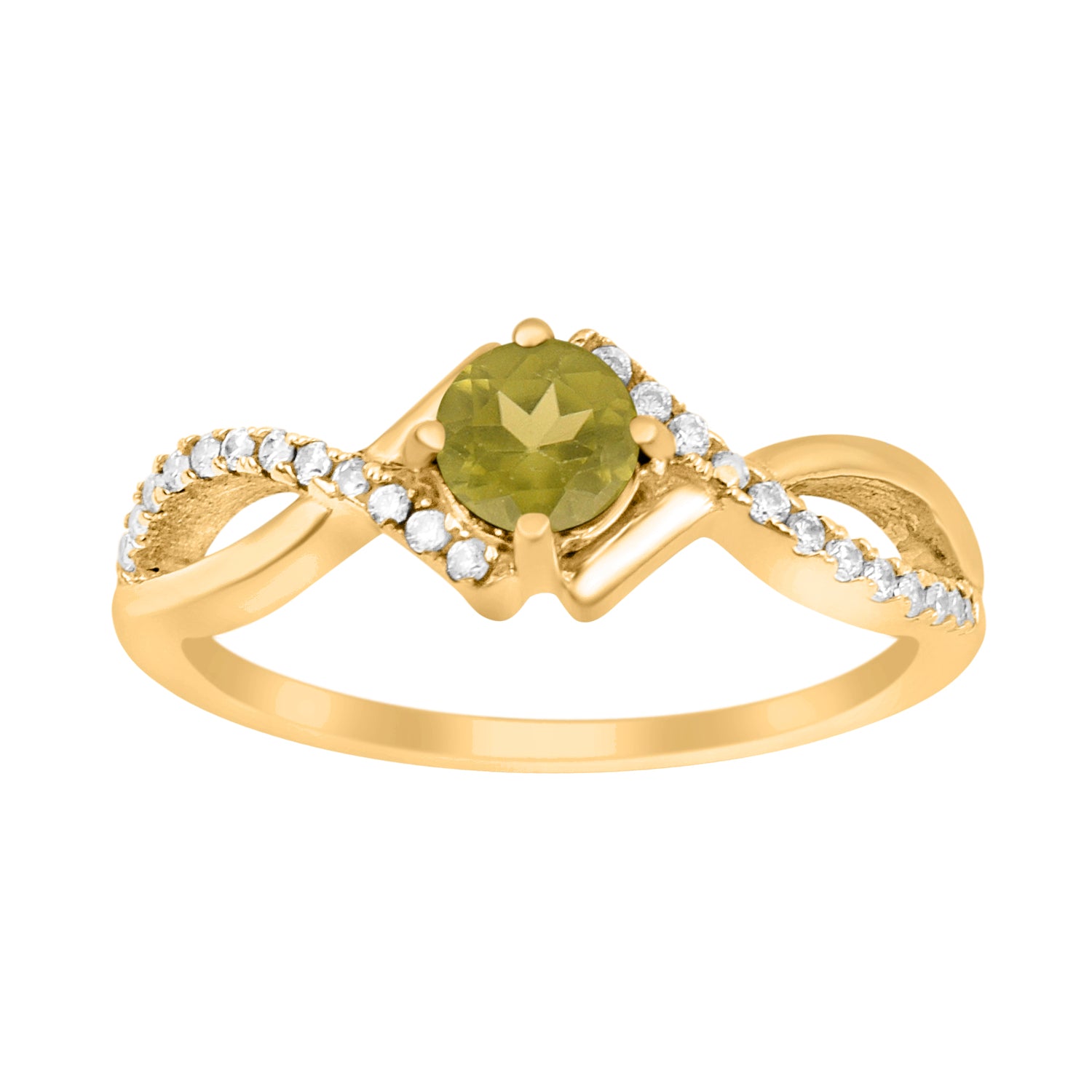 Peridot Infinity Twist Ring - Sterling Silver