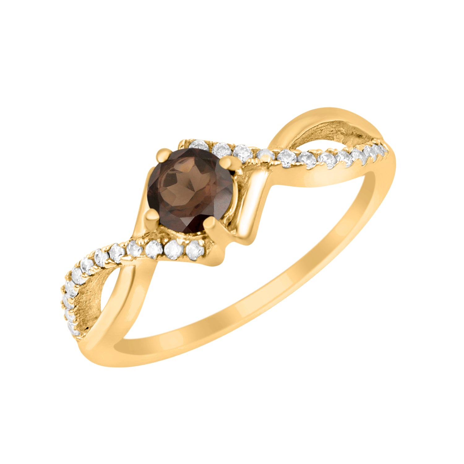 Smoky Quartz Infinity Twist Ring - Sterling Silver