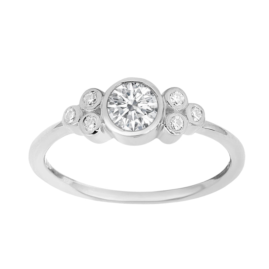 Moissanite Cluster Accent Ring - Sterling Silver
