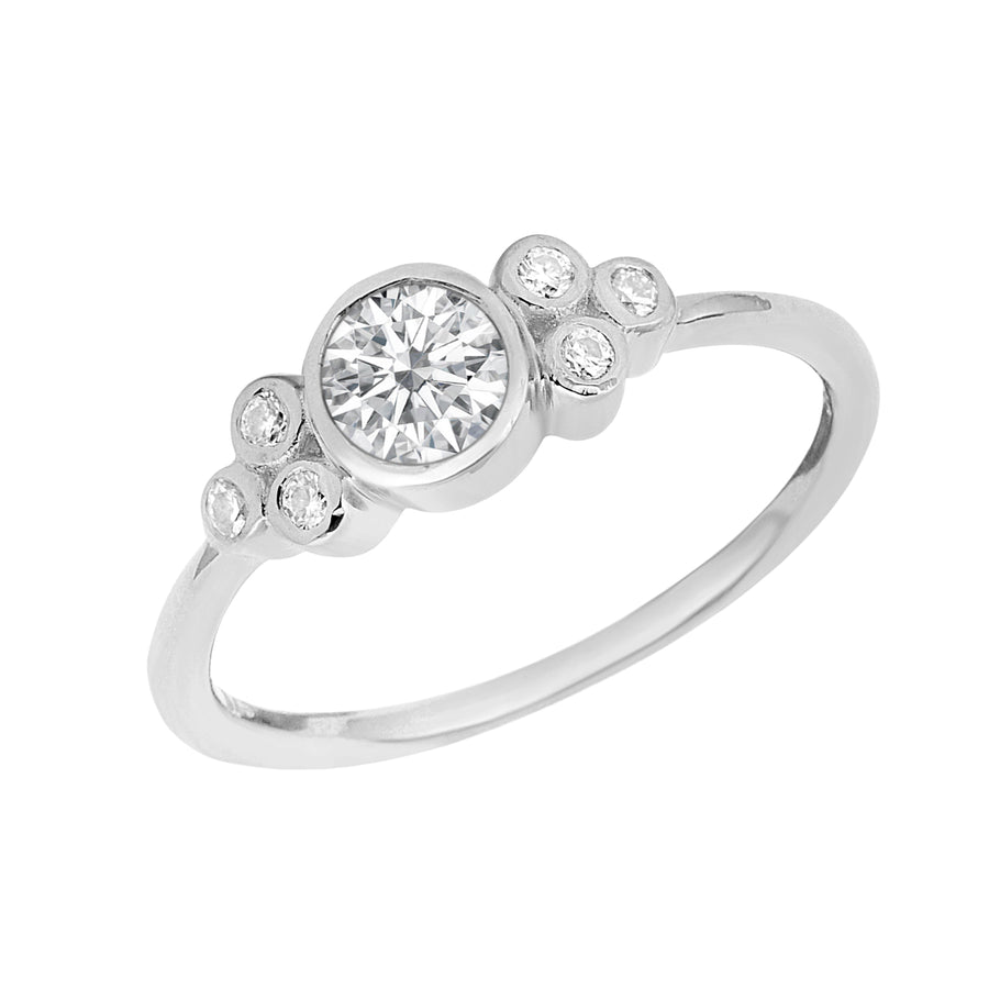 Moissanite Cluster Accent Ring - Sterling Silver