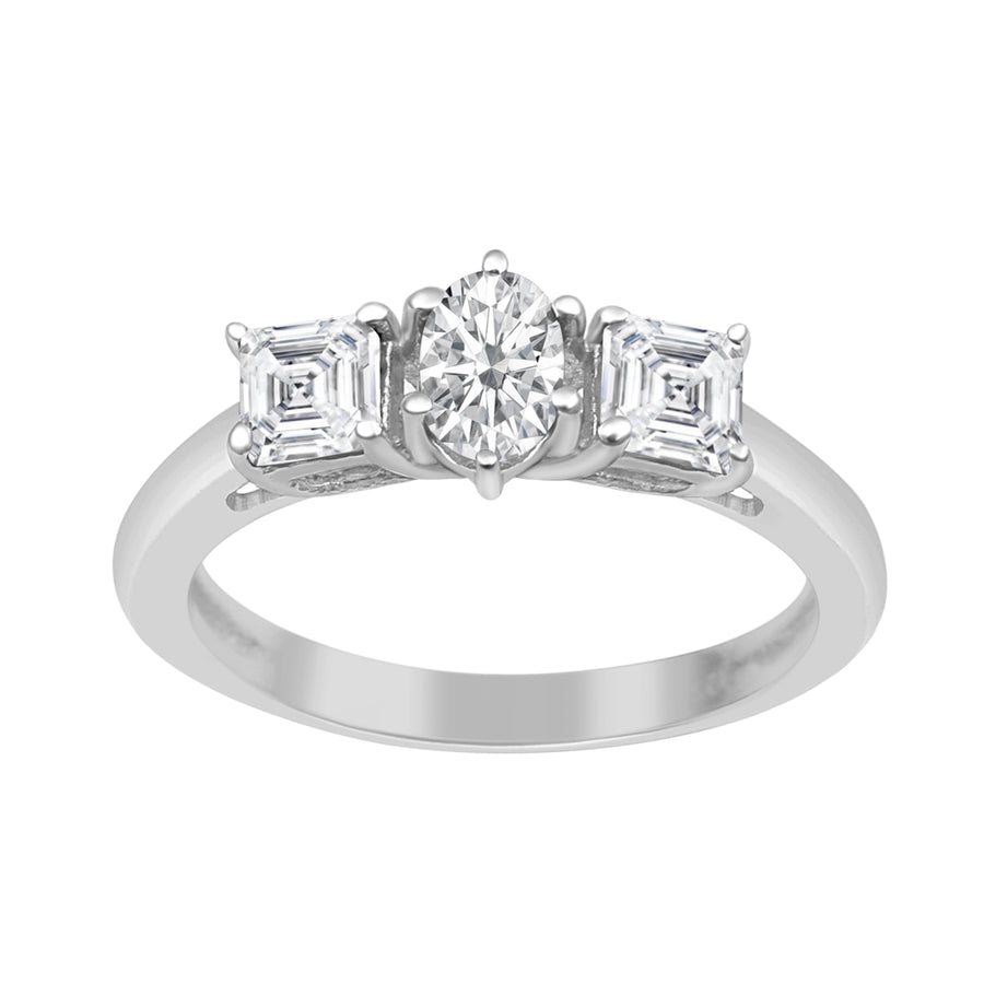 Moissanite Three-Stone Ring - Sterling Silver