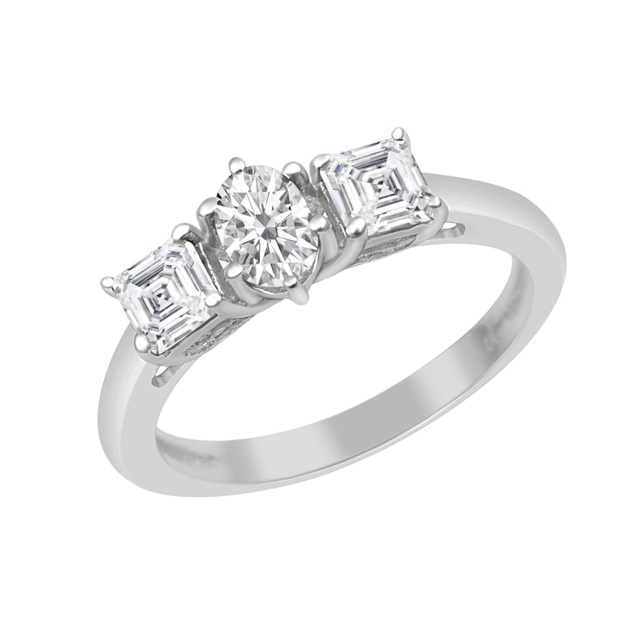 Moissanite Three-Stone Ring - Sterling Silver