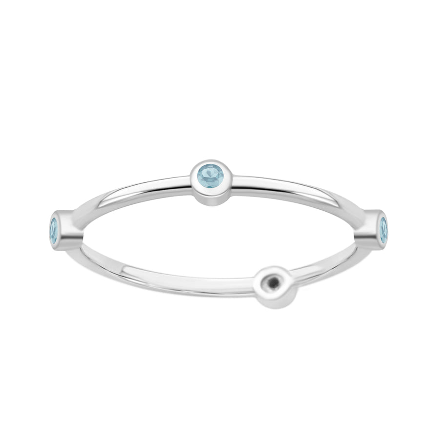 Aquamarine Five Stone Stackable Ring -Sterling Silver
