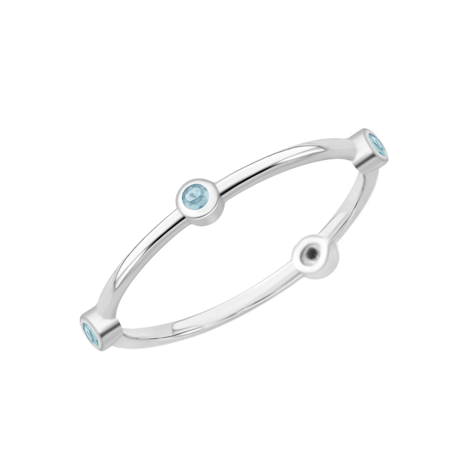 Aquamarine Five Stone Stackable Ring -Sterling Silver