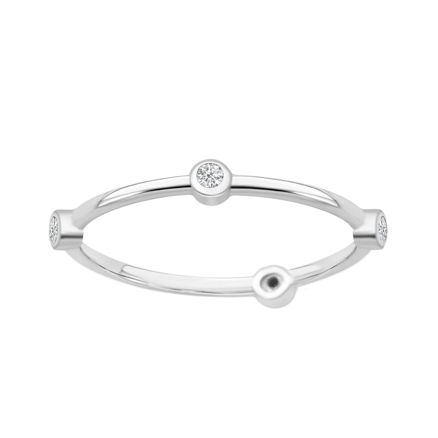 Moissanite Bezel Dot Stackable Ring - Sterling Silver