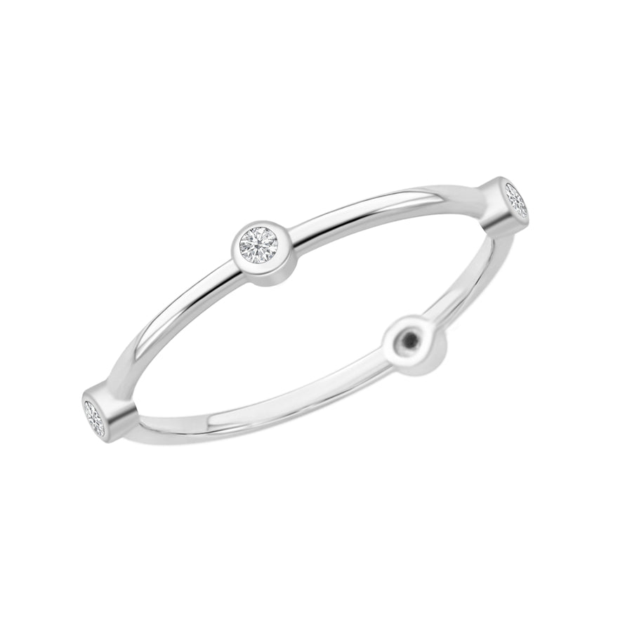 Moissanite Bezel Dot Stackable Ring - Sterling Silver
