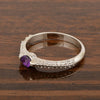 925 Sterling Silver Round 4MM Amethyst White Accents Promise Ring - Kimaya INC