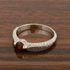 925 Sterling Silver Round 4MM Garnet White Accents Promise Ring - Kimaya INC