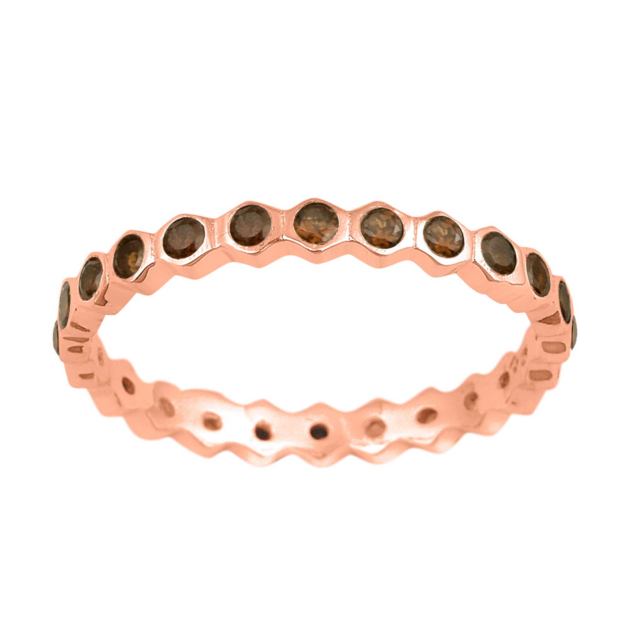 Smoky Quartz Full Eternity Ring - Sterling Silver