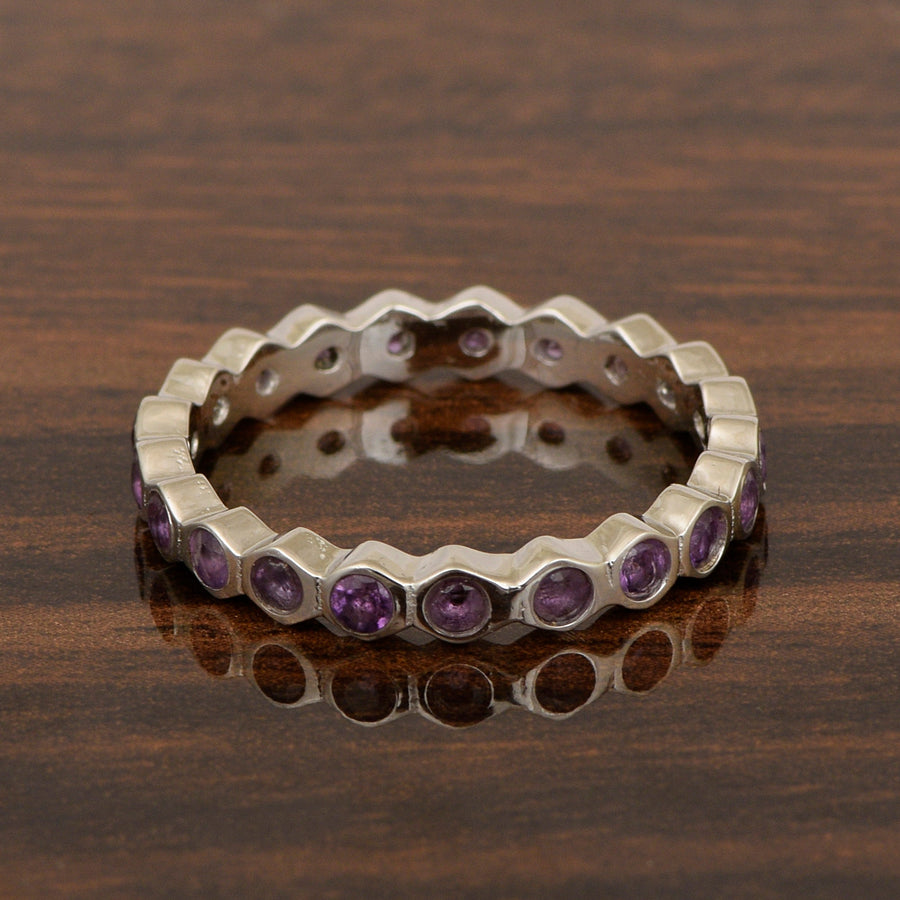 Full Eternity 1.20 Ctw Amethyst Gemstone Women Stacking Ring