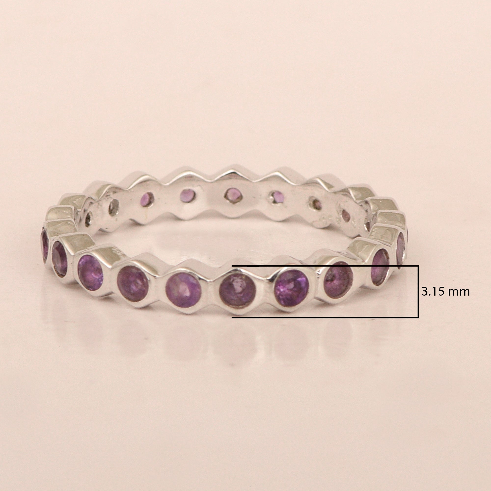 Full Eternity 1.20 Ctw Amethyst Gemstone Women Stacking Ring - Kimaya INC