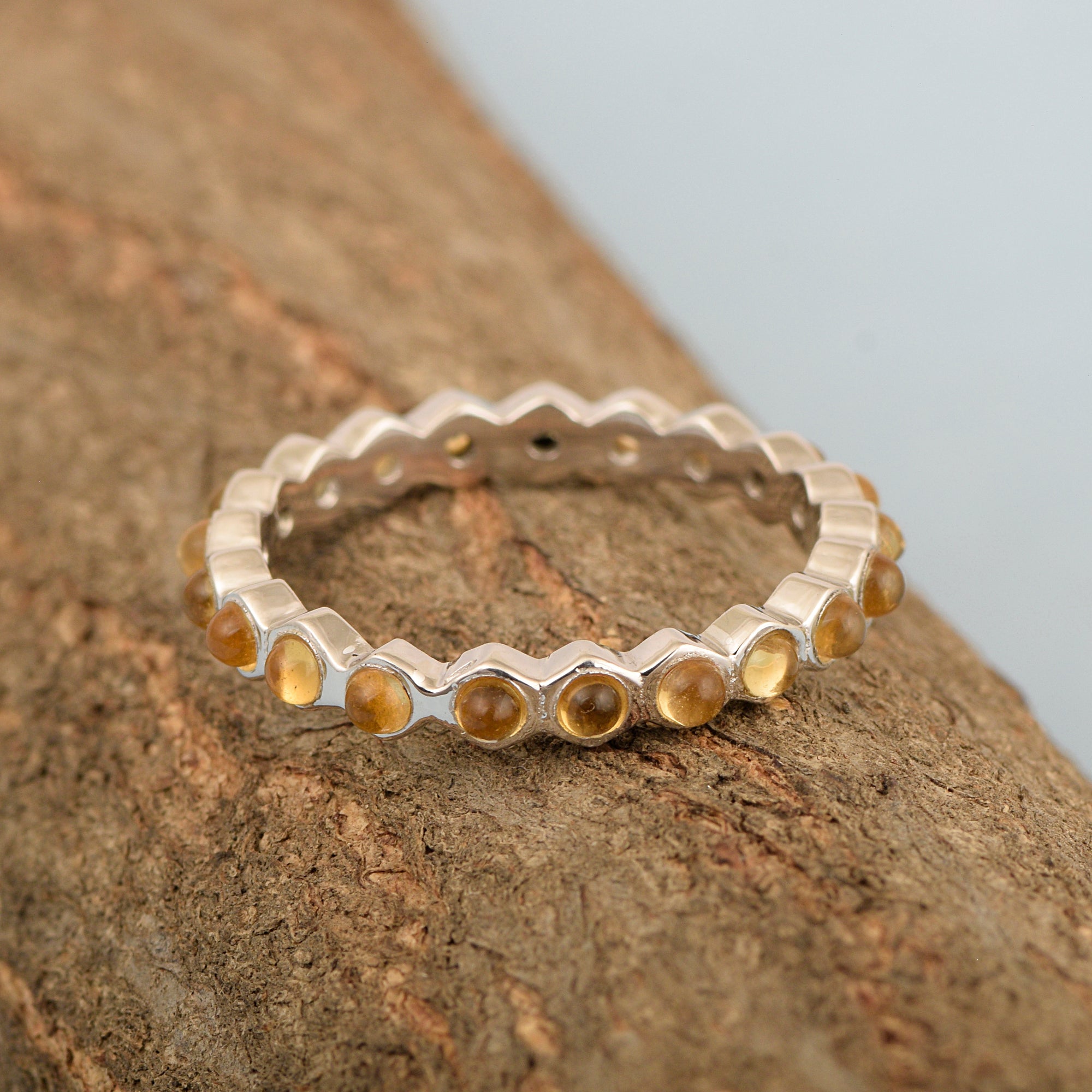 Full Eternity 1.20 Ctw Citrine Gemstone Women Stacking Ring - Kimaya INC
