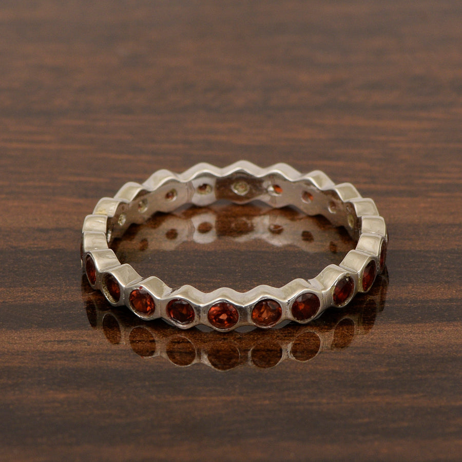 Full Eternity 1.20 Ctw Garnet Gemstone Women Stacking Ring
