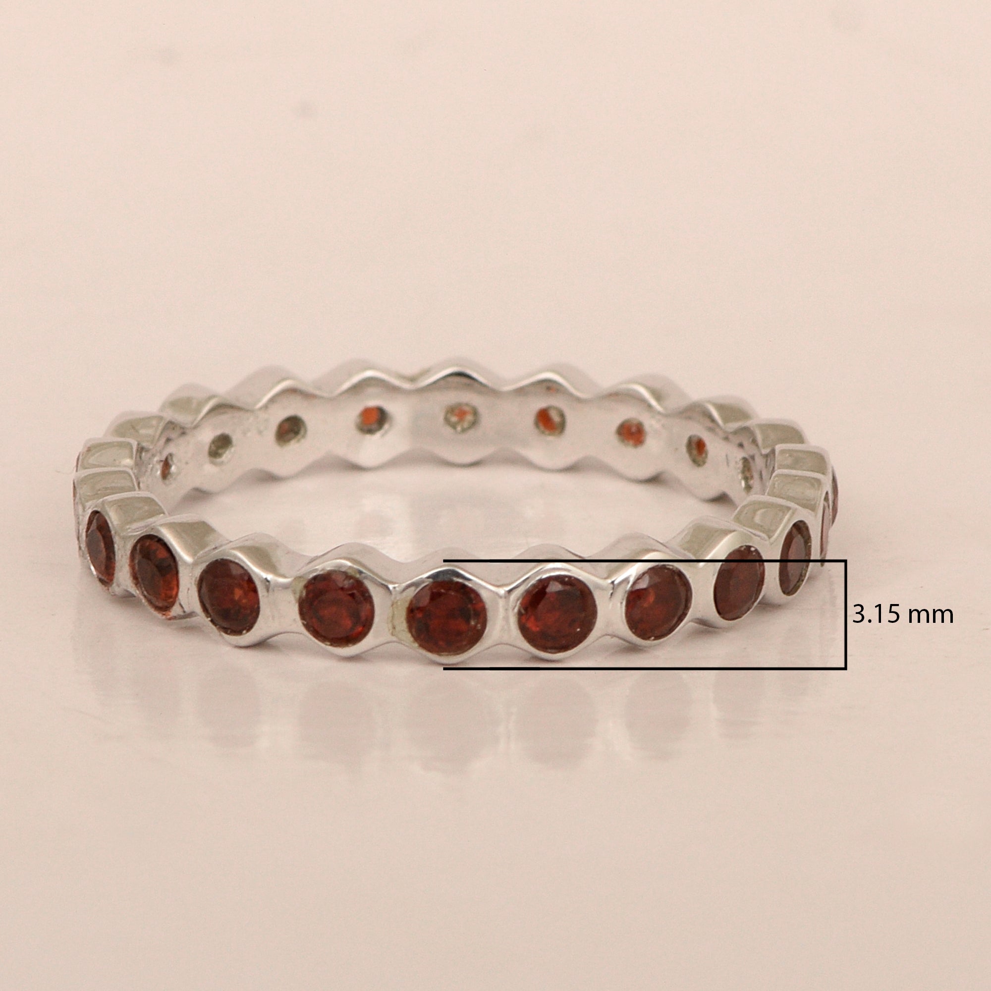 Full Eternity 1.20 Ctw Garnet Gemstone Women Stacking Ring - Kimaya INC