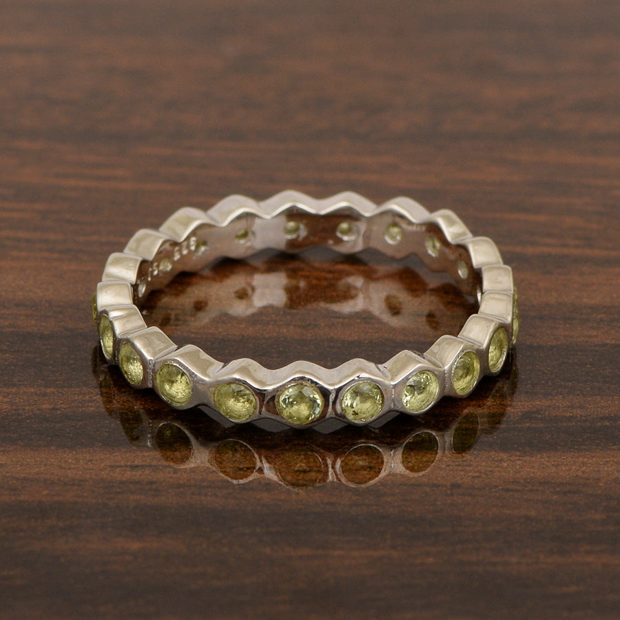 Full Eternity 1.20 Ctw Peridot Gemstone Women Stacking Ring