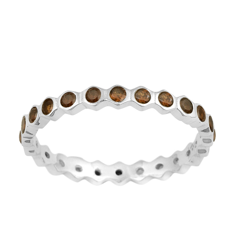 Full Eternity 1.20 Ctw Smoky Quartz Gemstone Women Stacking Ring