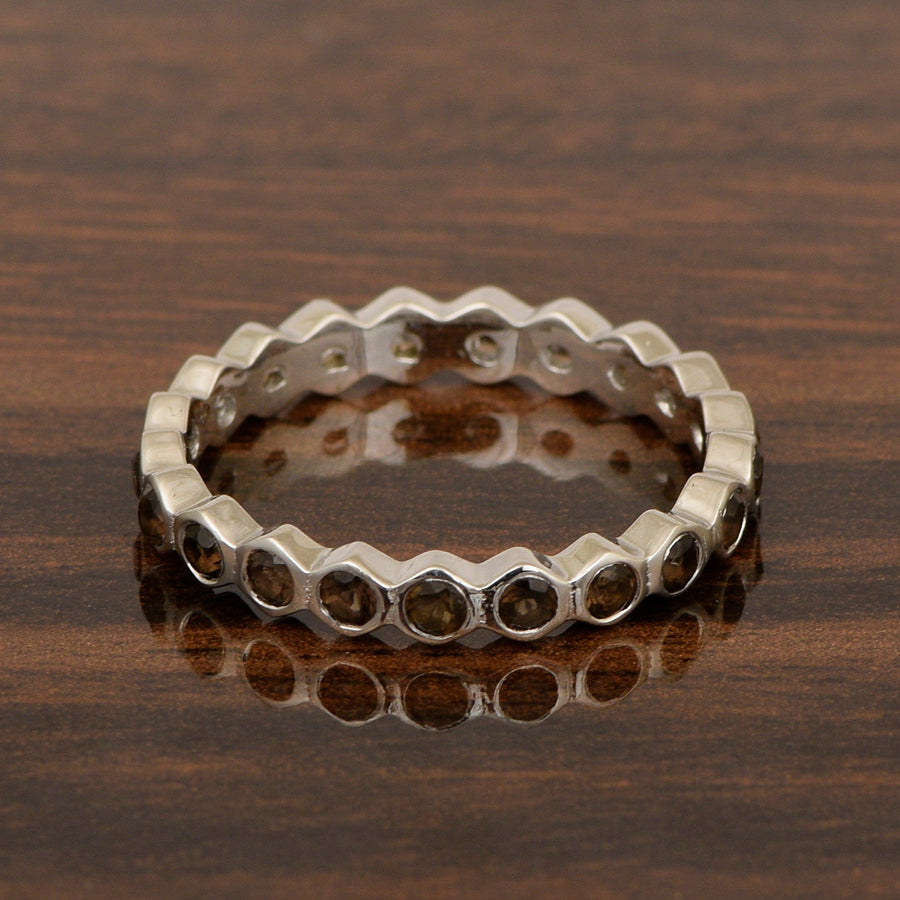 Full Eternity 1.20 Ctw Smoky Quartz Gemstone Women Stacking Ring