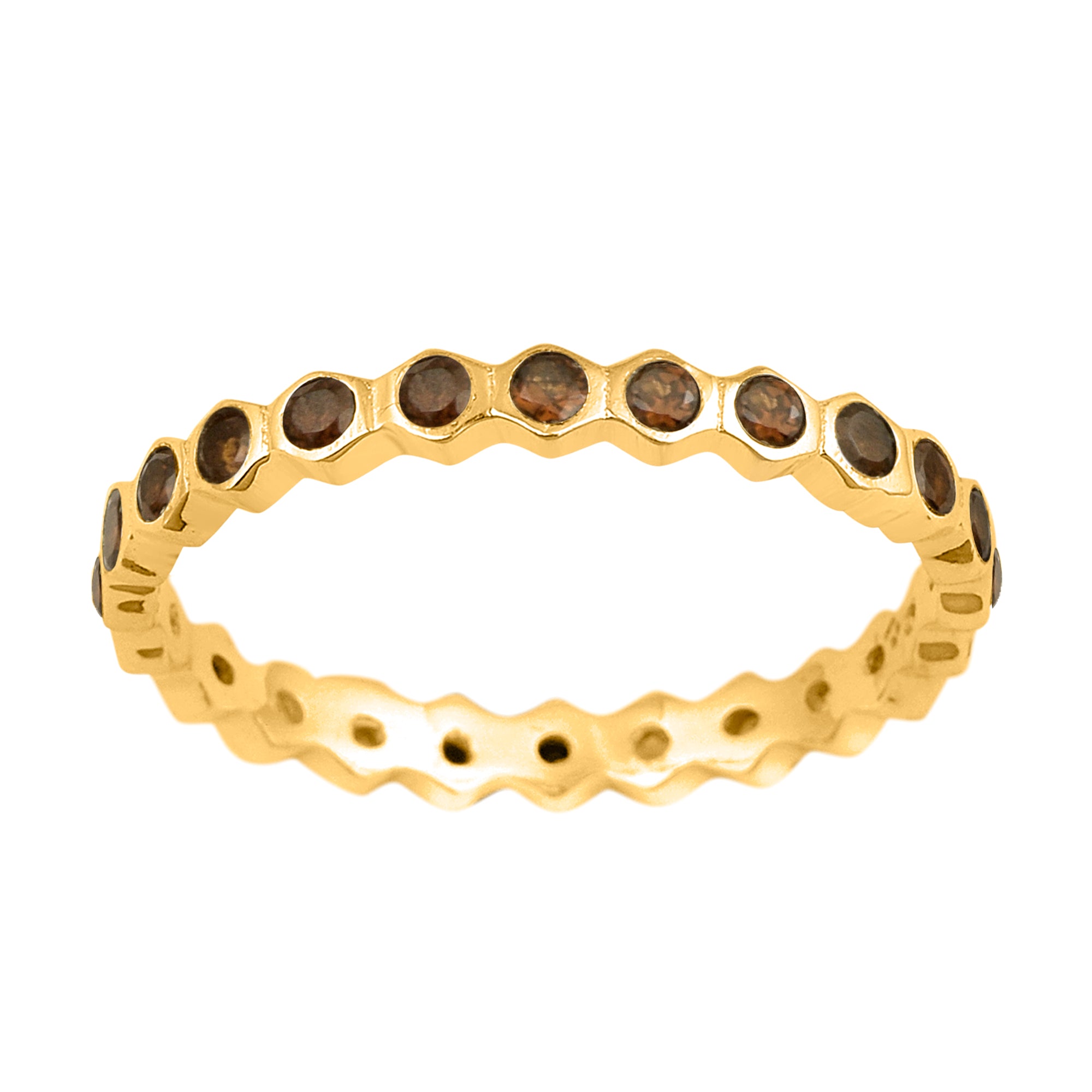 Smoky Quartz Full Eternity Ring - Sterling Silver