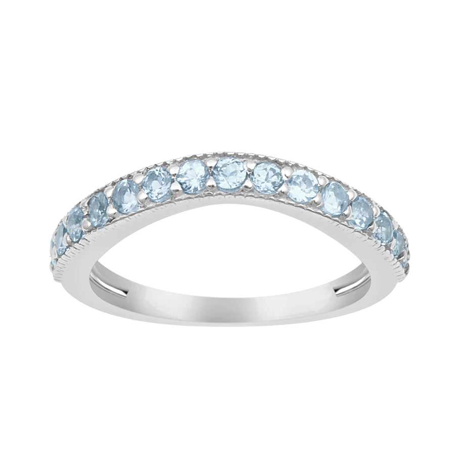Aquamarine Curve Eternity Ring - Sterling Silver