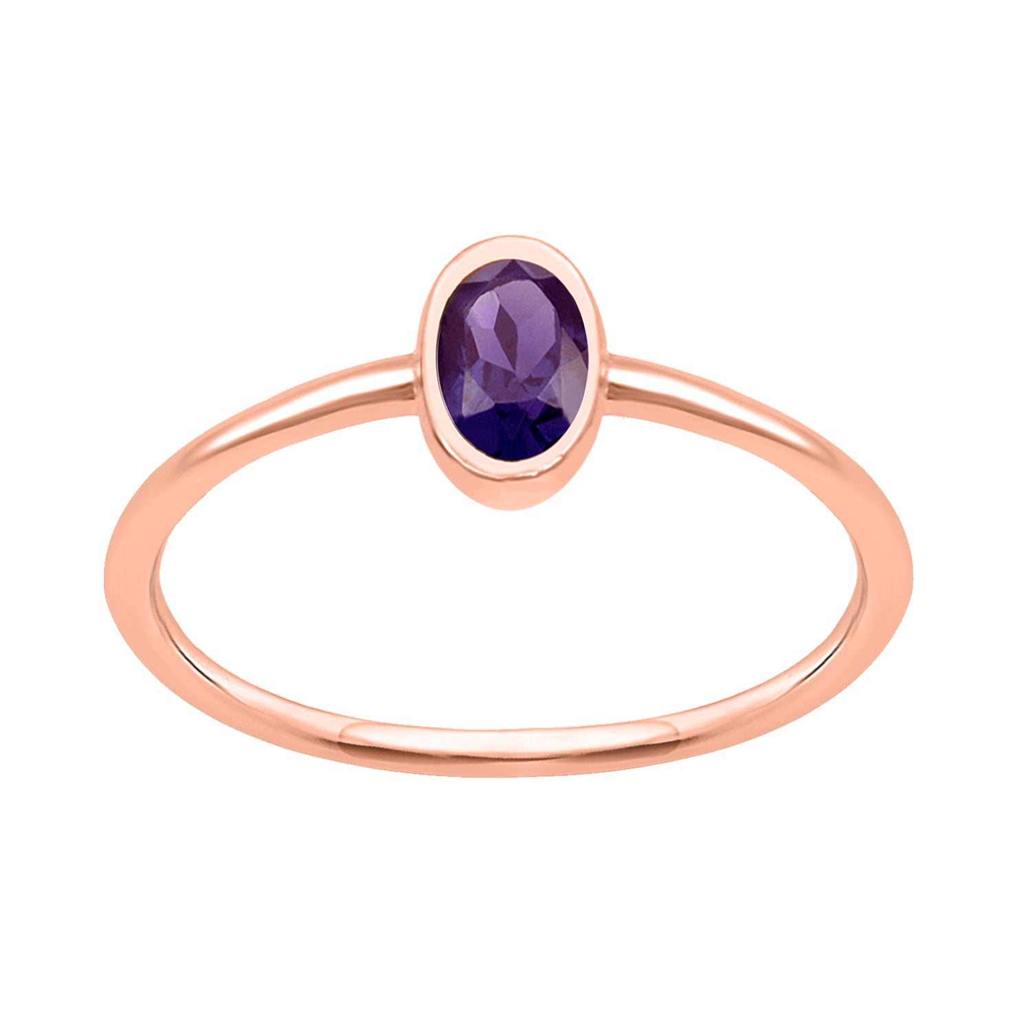 Amethyst Minimalist Solitaire Ring - Sterling Silver