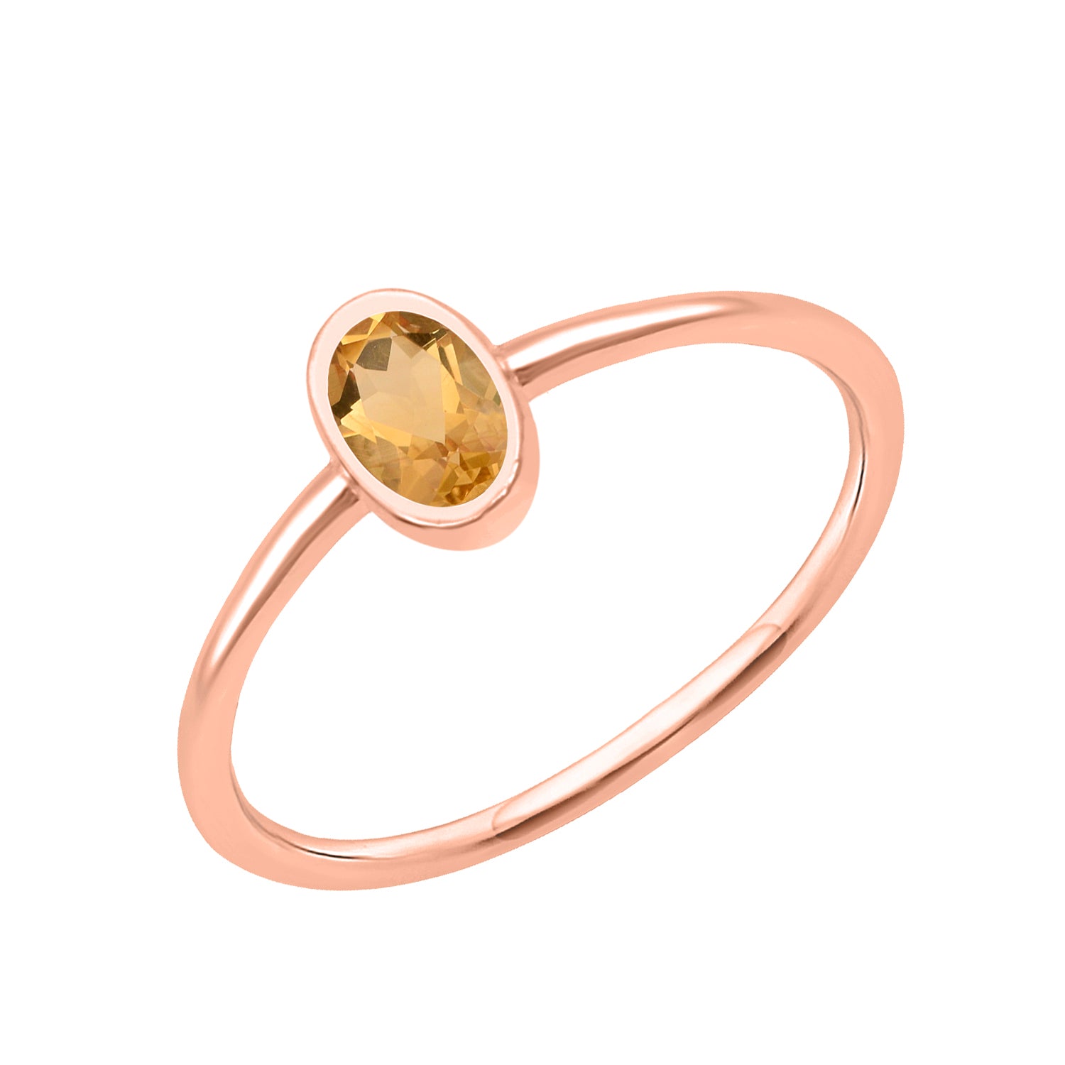 Citrine Minimalist Solitaire Ring - Sterling Silver