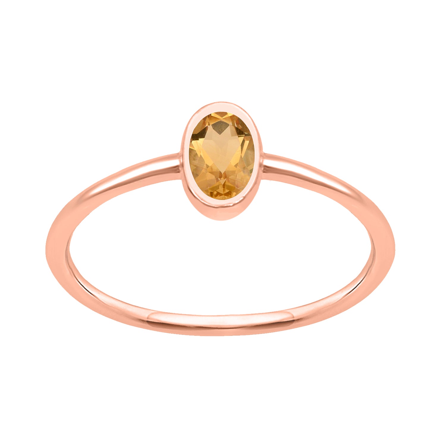 Citrine Minimalist Solitaire Ring - Sterling Silver