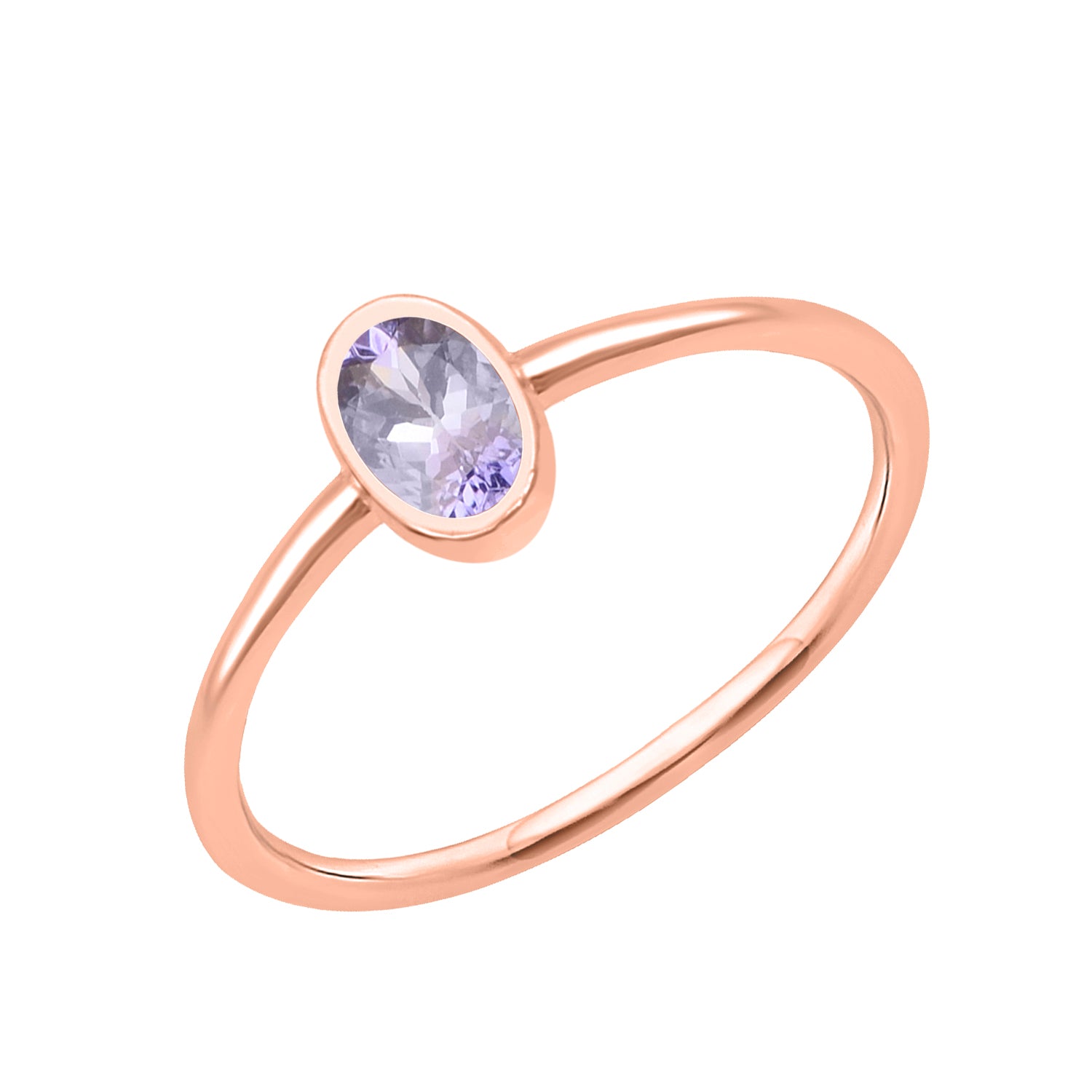 Tanzanite Minimalist Solitaire Ring - Sterling Silver