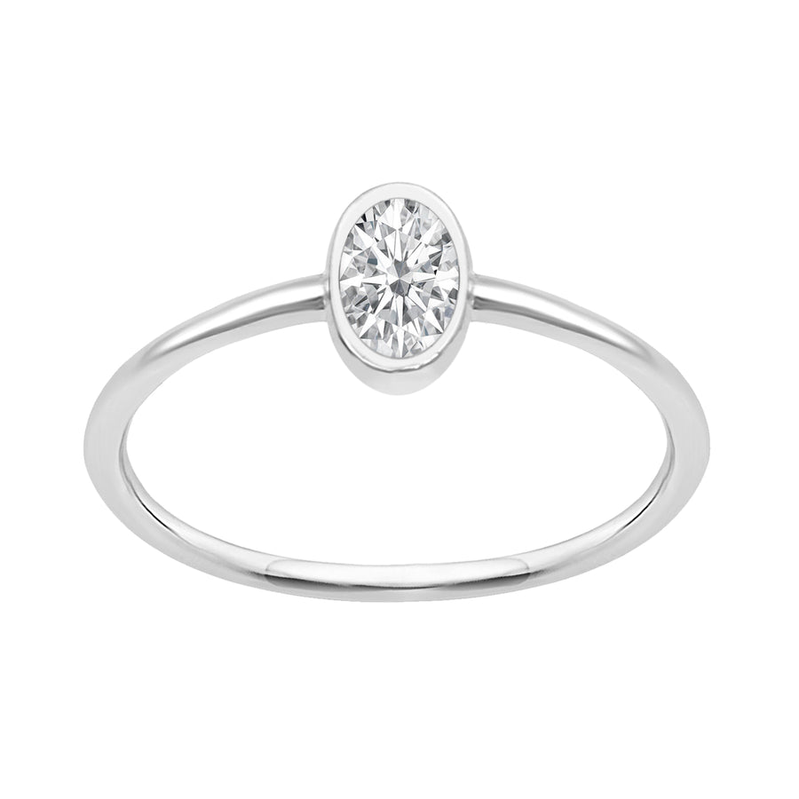 Moissanite Bezel Solitaire Ring - Sterling Silver