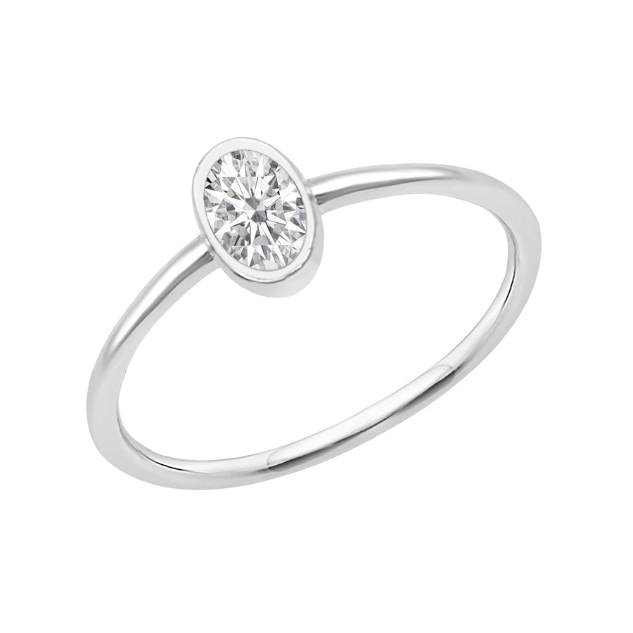 Moissanite Bezel Solitaire Ring - Sterling Silver