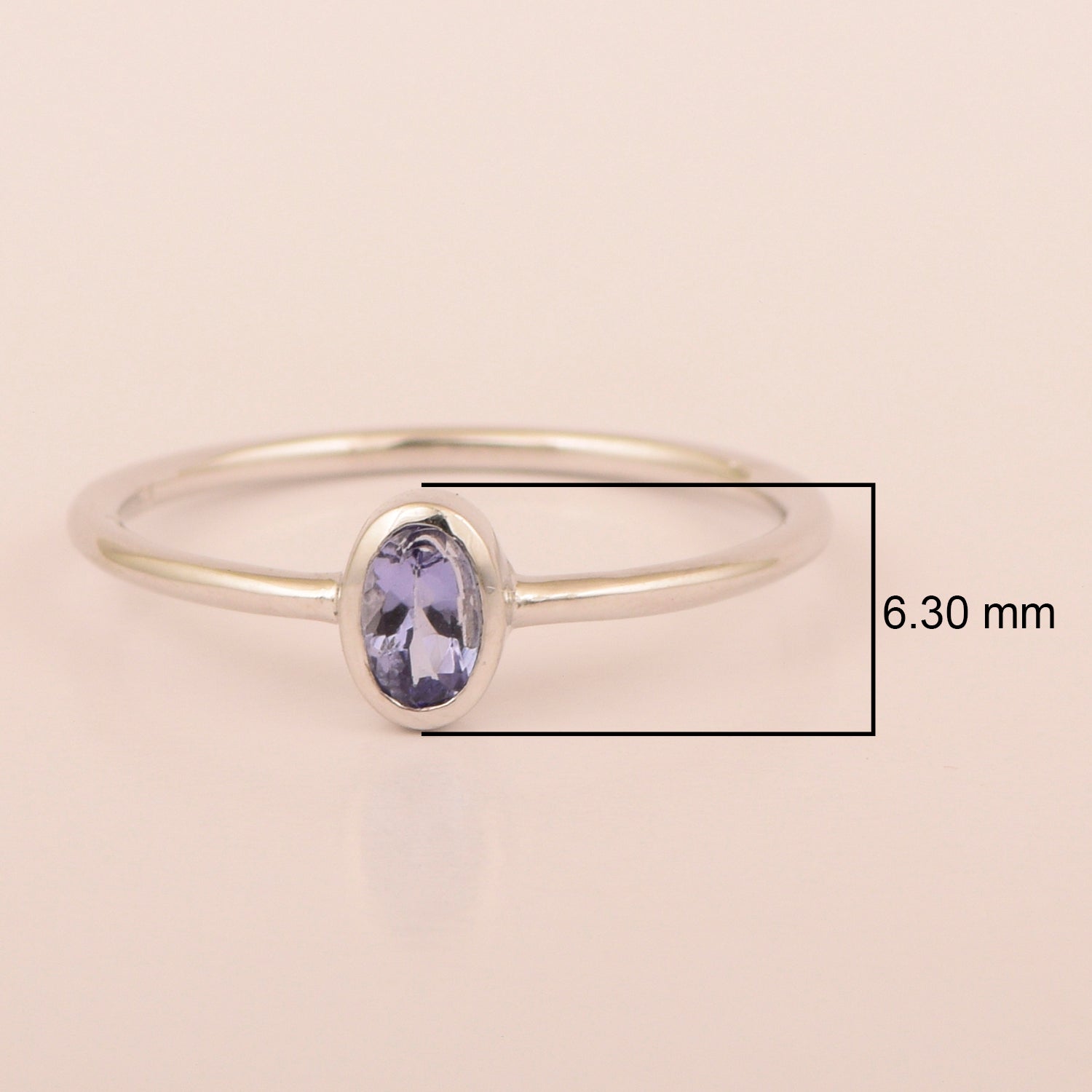 Oval Cut 5X3MM Bezel Set Tanzanite 925 Sterling Silver Women Stacking Ring - Kimaya INC