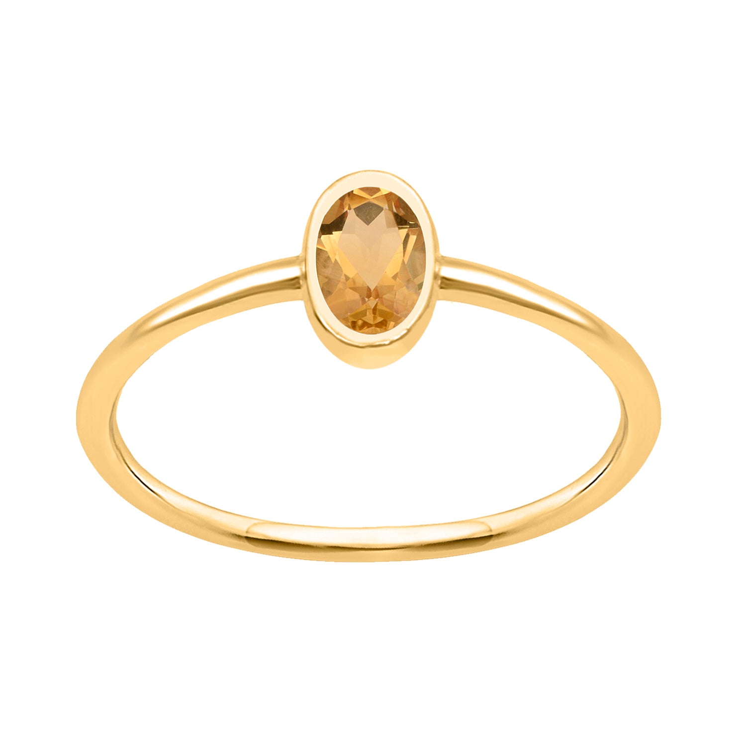 Citrine Minimalist Solitaire Ring - Sterling Silver