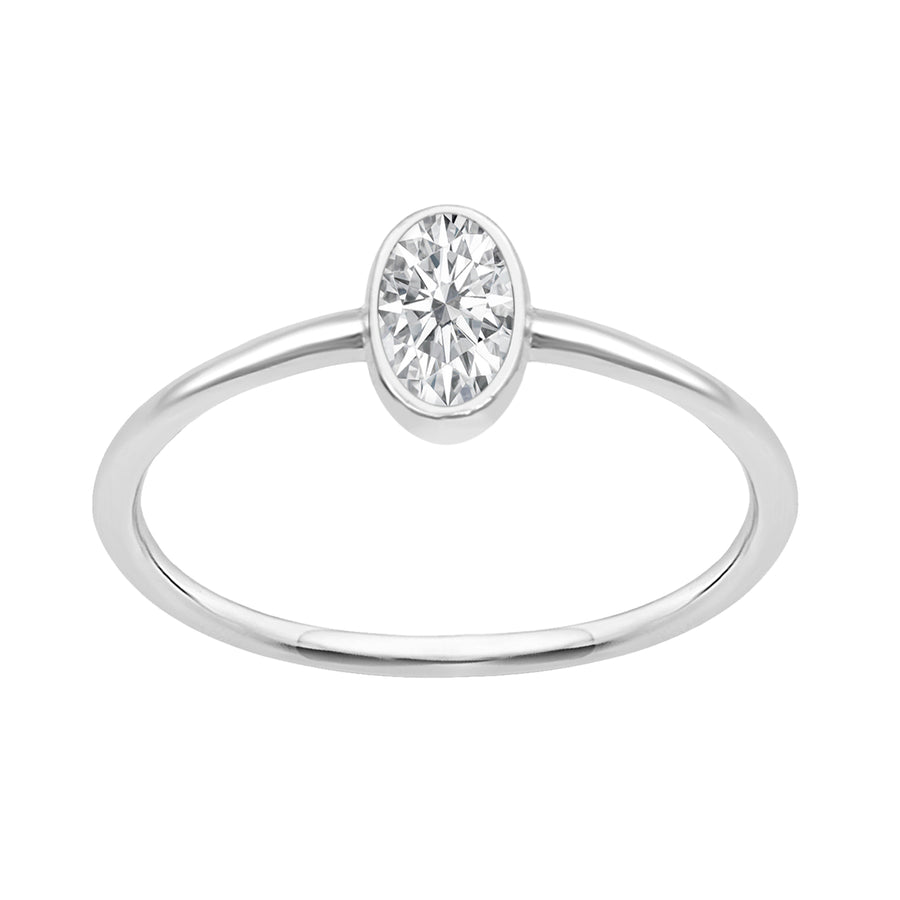 Moissanite Bezel Solitaire Ring - Sterling Silver