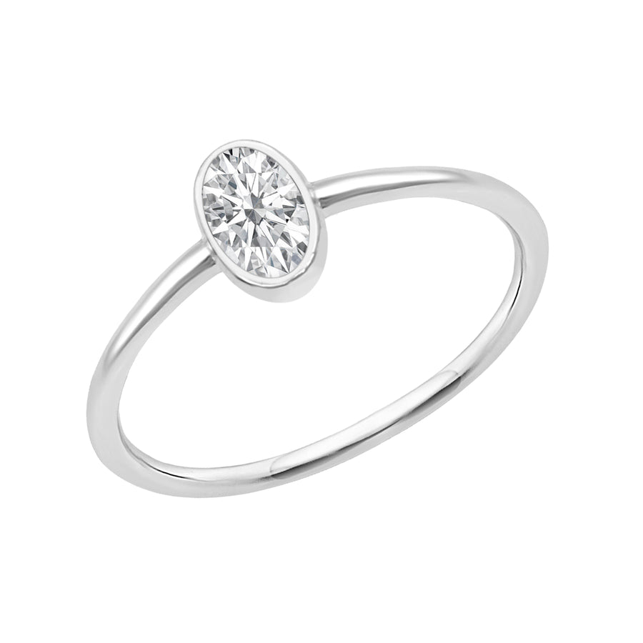 Moissanite Bezel Solitaire Ring - Sterling Silver