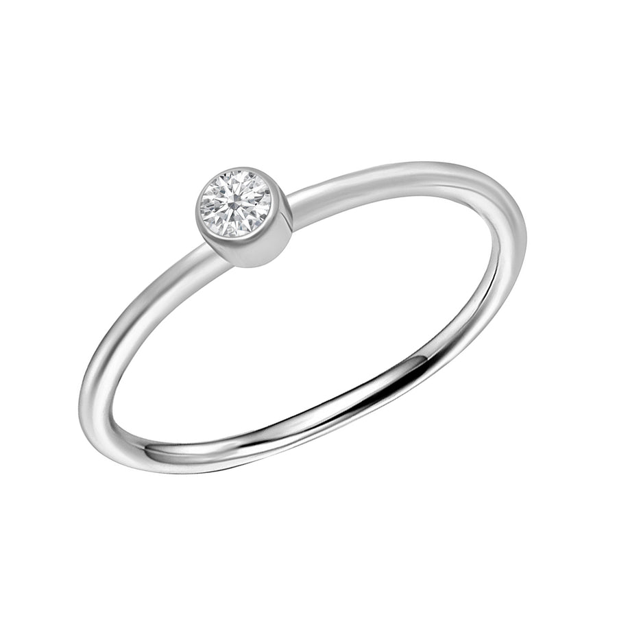 Moissanite Bezel Solitaire Ring - Sterling Silver