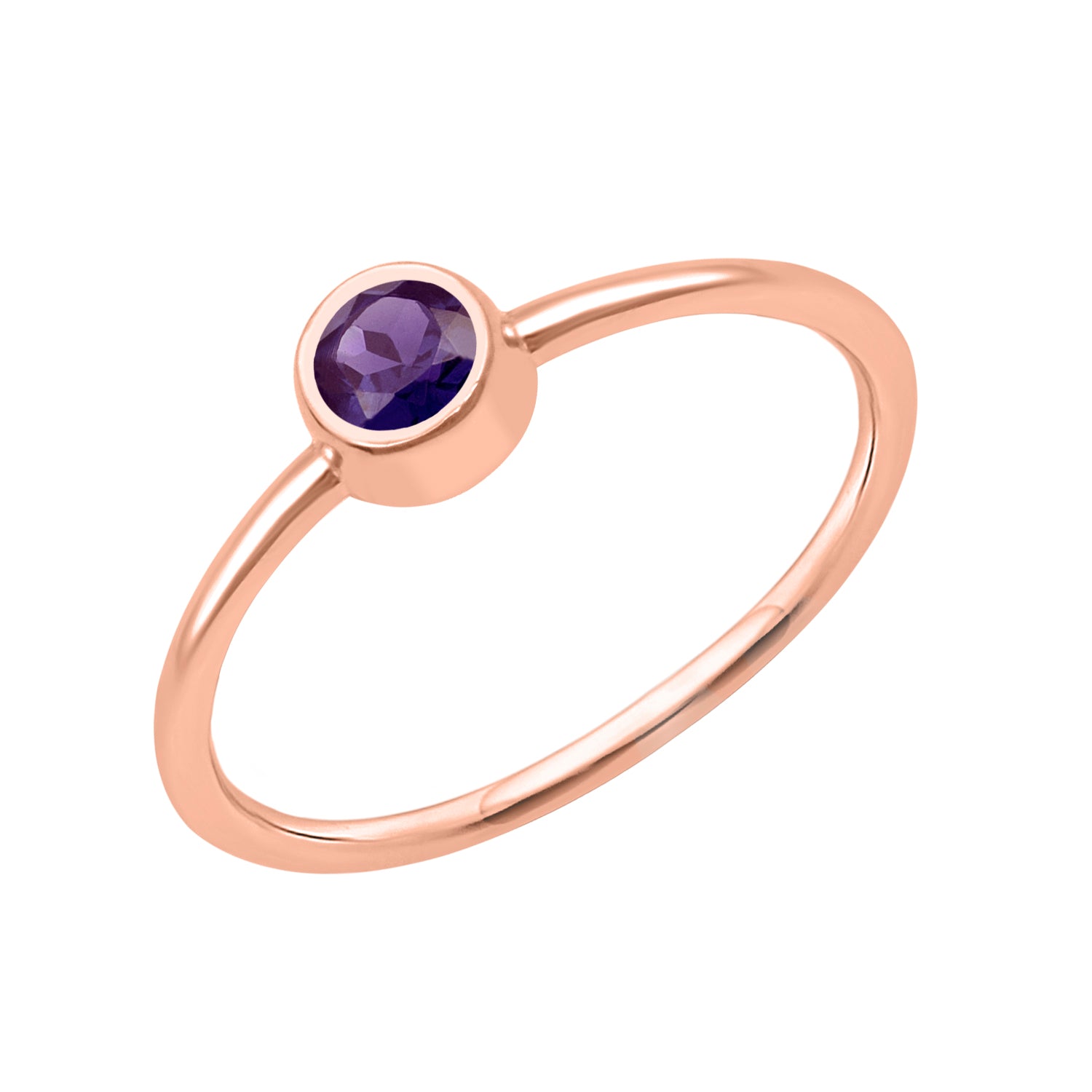 Amethyst Solitaire Minimalist Ring - Sterling Silver