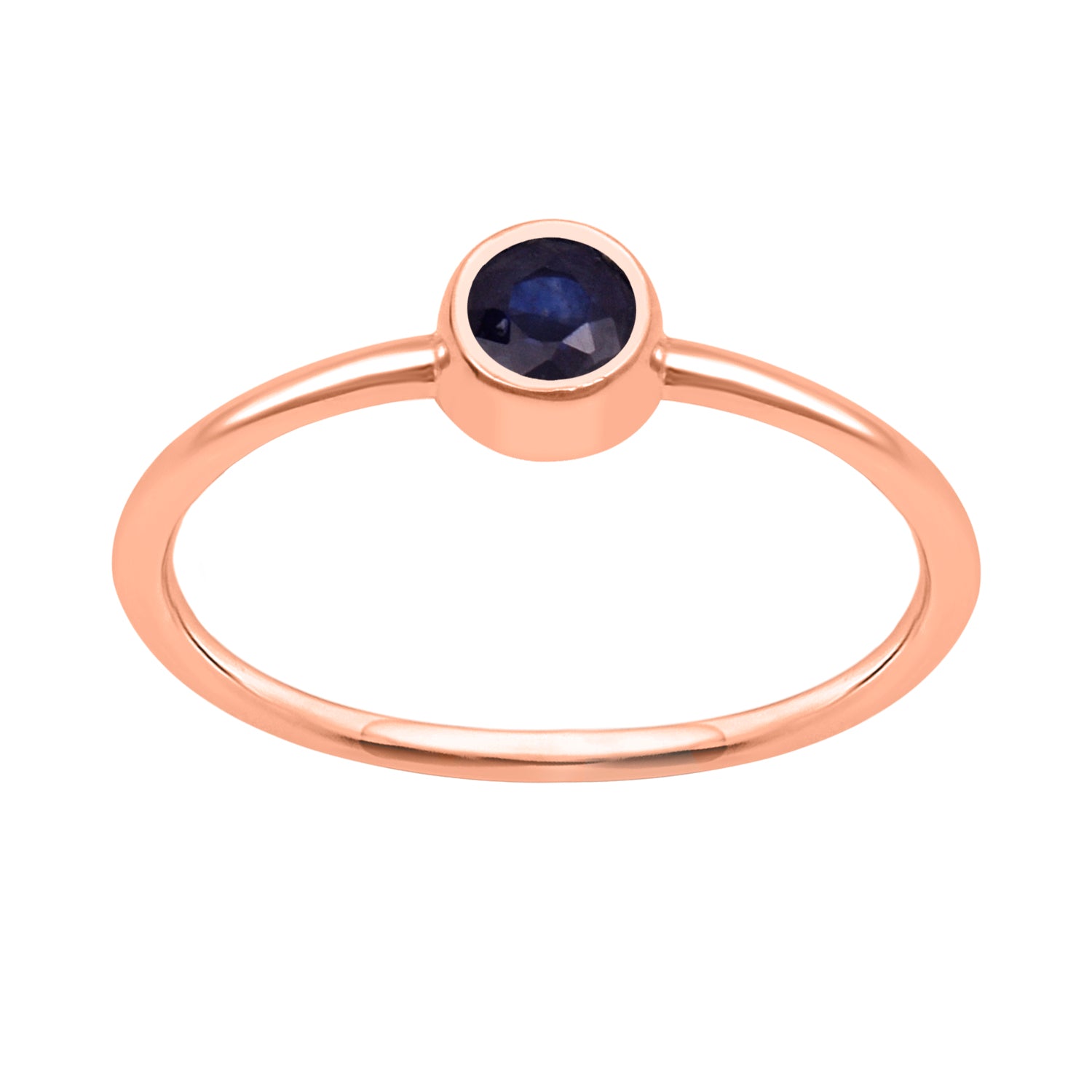 Blue Sapphire Solitaire Minimalist Ring - Sterling Silver