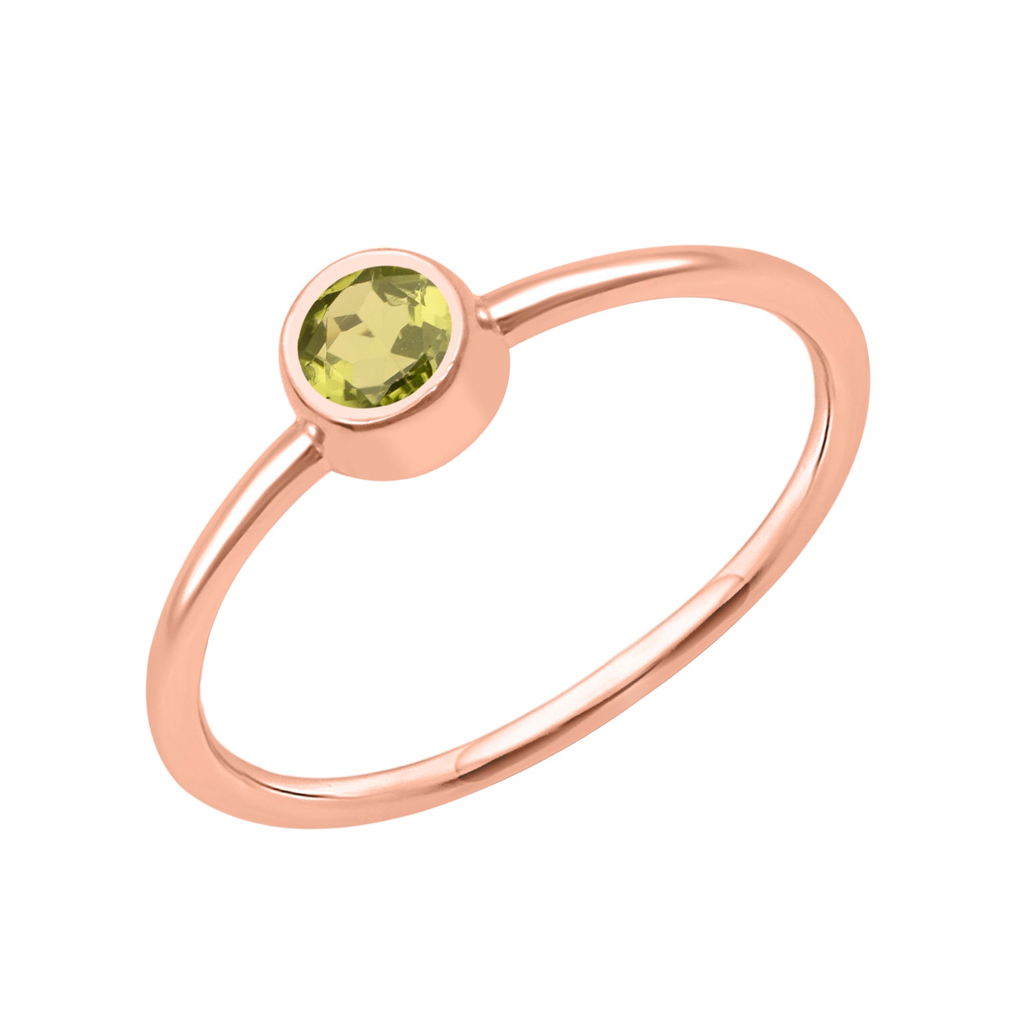 Peridot Solitaire Minimalist Ring - Sterling Silver