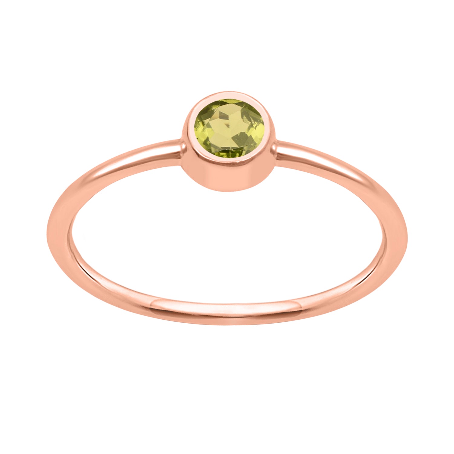 Peridot Solitaire Minimalist Ring - Sterling Silver