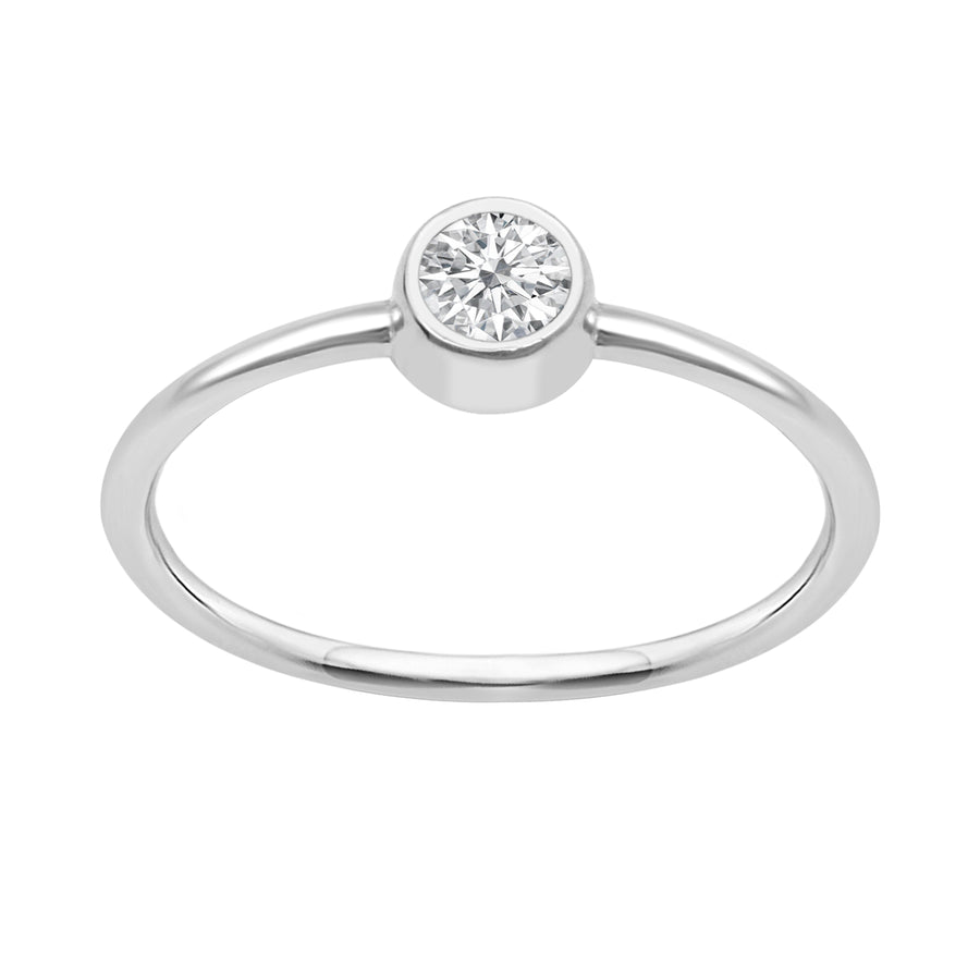 Moissanite Bezel Solitaire Ring - Sterling Silver