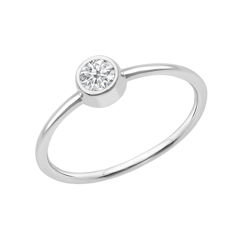 Moissanite Bezel Solitaire Ring - Sterling Silver