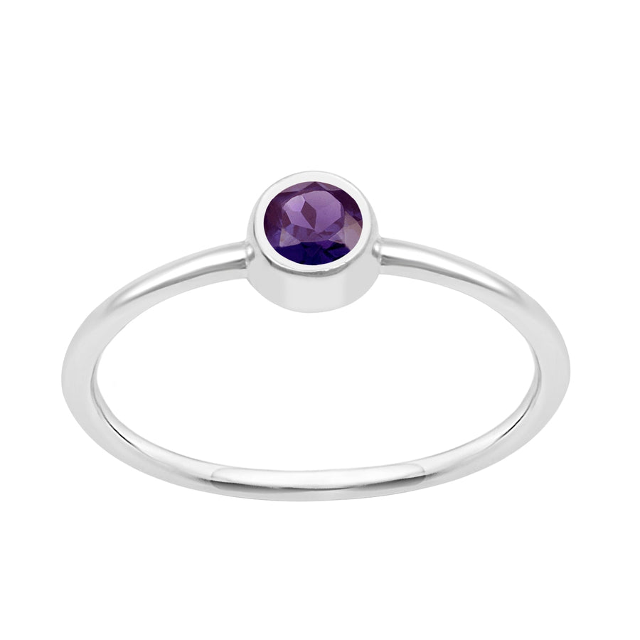 925 Sterling Silver Round 0.20 Ctw Amethyst Women Engagement Ring