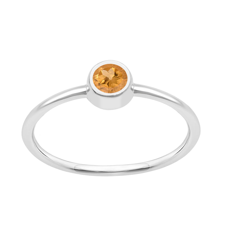 925 Sterling Silver Round 0.20 Ctw Citrine Women Engagement Ring