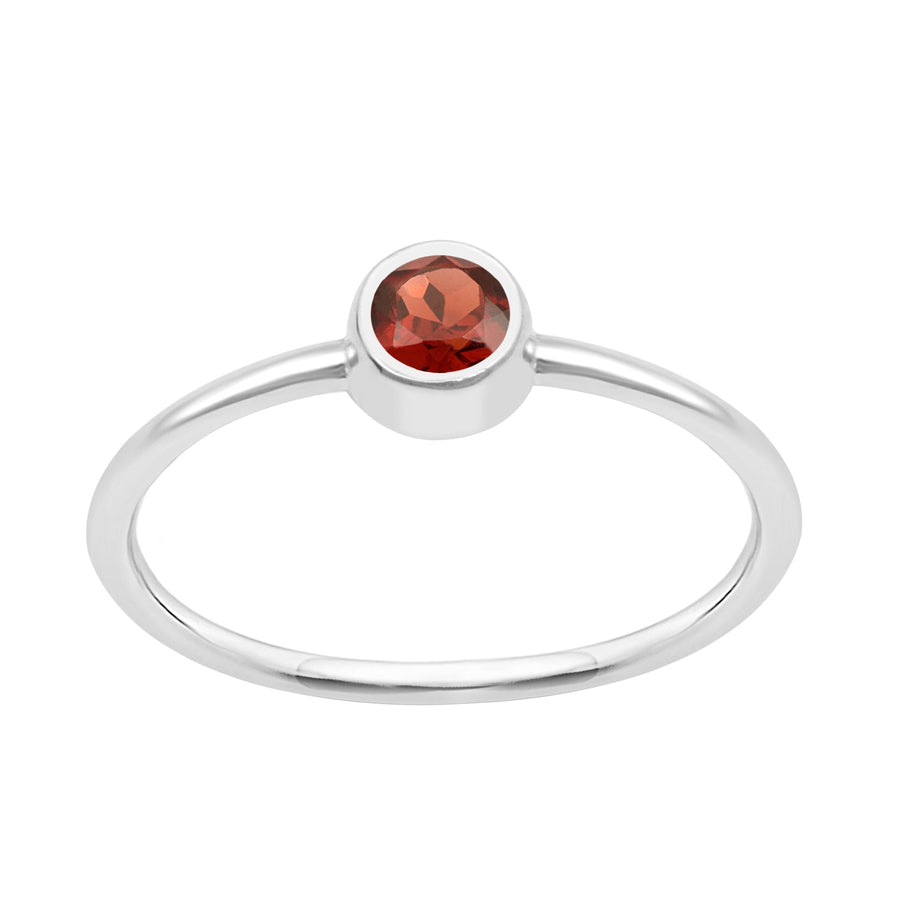 925 Sterling Silver Round 0.20 Ctw Garnet Women Engagement Ring