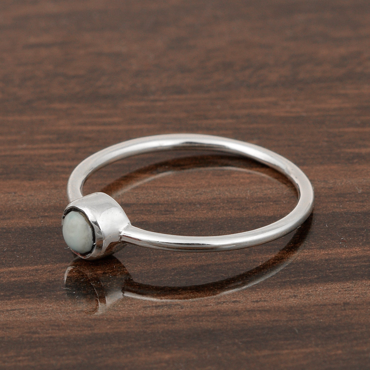 925 Sterling Silver Round 0.20 Ctw Turquoise Women Engagement Ring - Kimaya INC