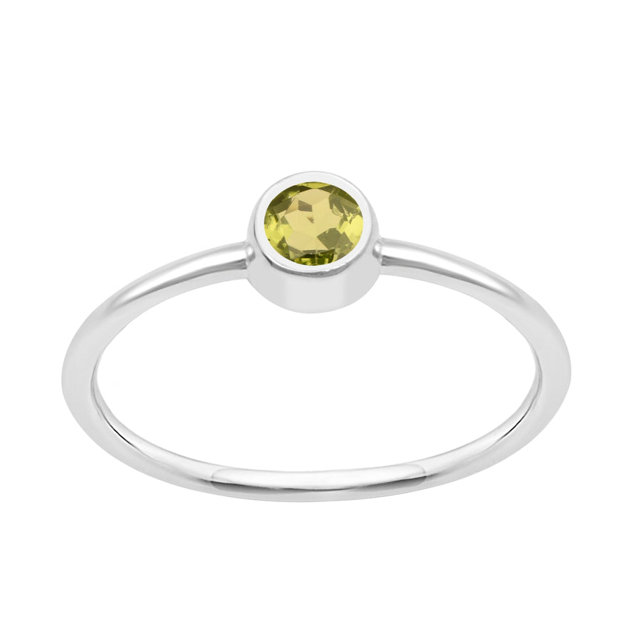 925 Sterling Silver Round 0.20 Ctw Peridot Women Engagement Ring