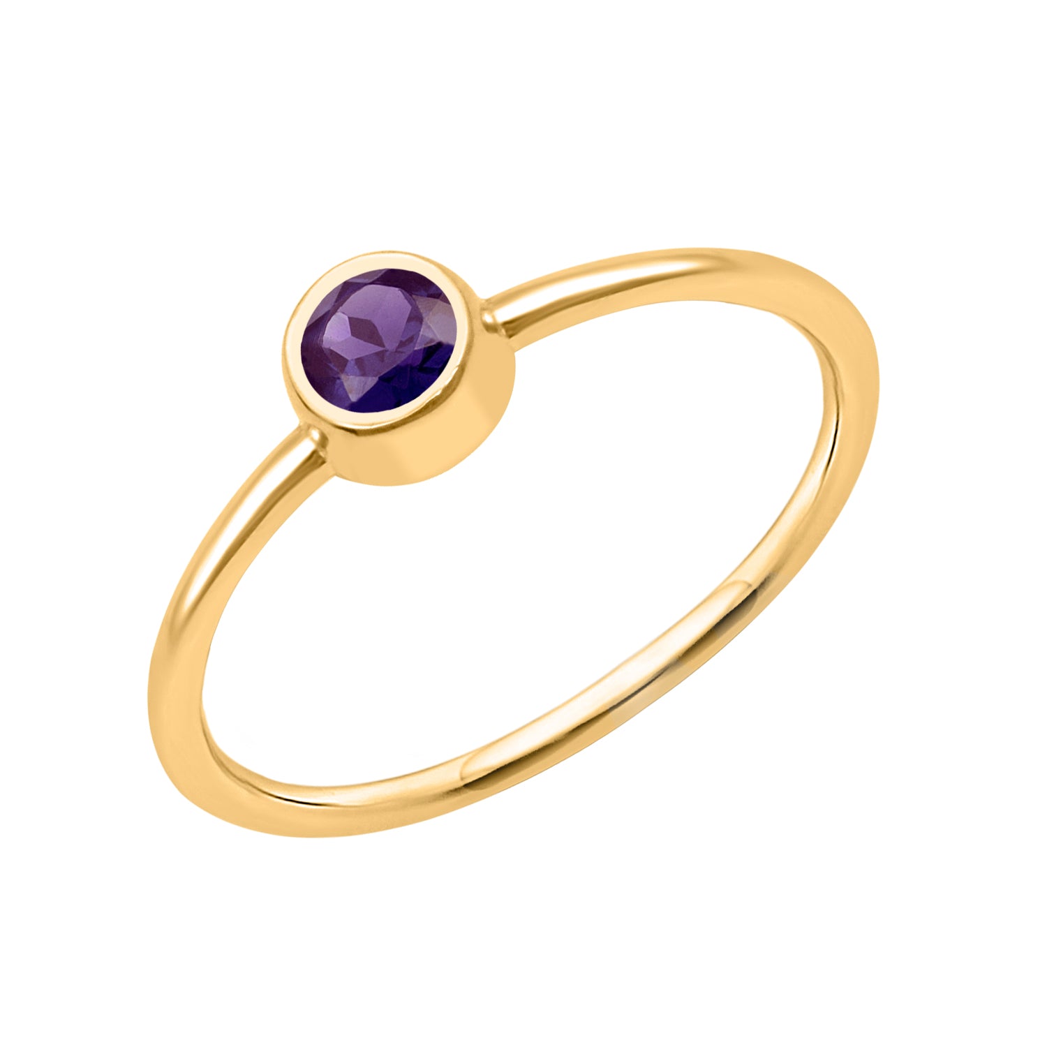 Amethyst Solitaire Minimalist Ring - Sterling Silver