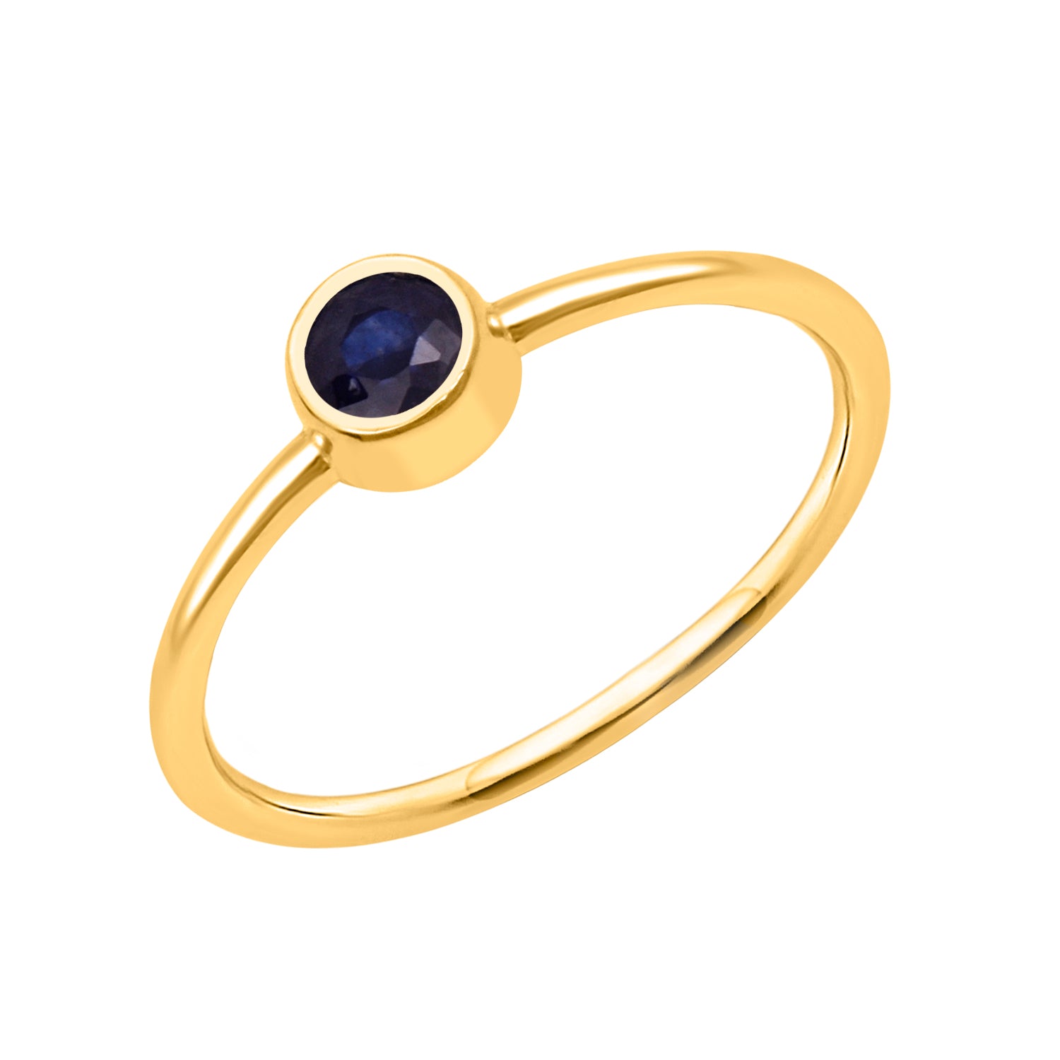 Blue Sapphire Solitaire Minimalist Ring - Sterling Silver